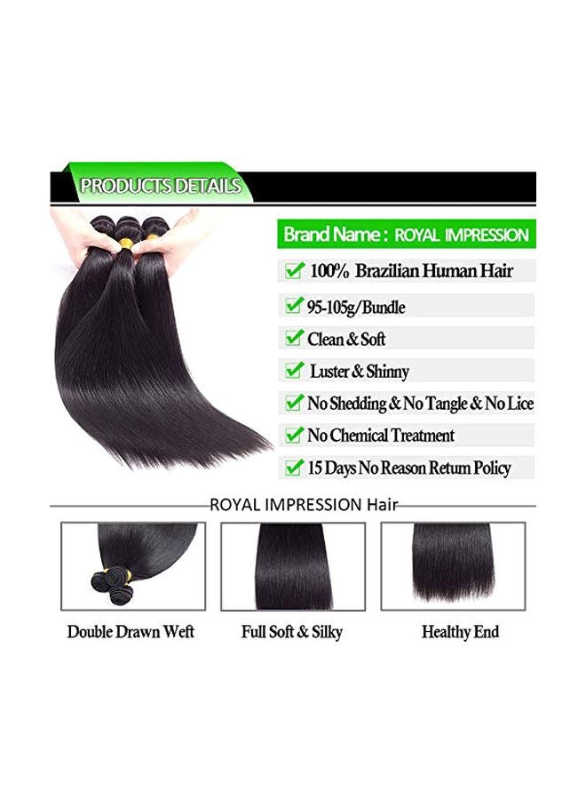 ROYAL IMPRESSION 3-Piece Brazilian Straight Remy Hair Extension Bundle With Closure Black  - Image 3