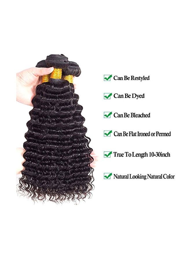ROYAL IMPRESSION 3-Piece Brazilian Pineapple Deep Wave Hair Extension With Lace Closure Black  - Image 2