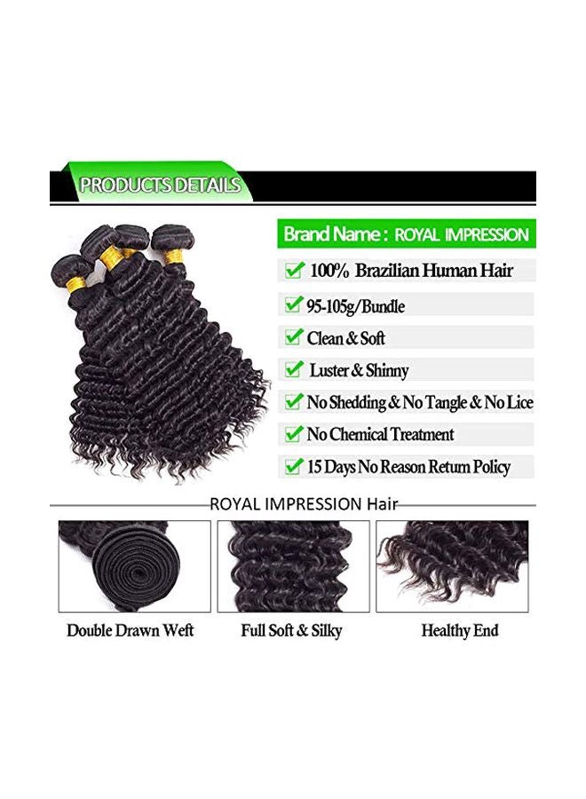 ROYAL IMPRESSION 3-Piece Brazilian Pineapple Deep Wave Hair Extension With Lace Closure Black  - Image 3