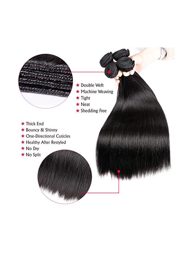 3-Piece Brazilian Straight Hair Extensions Bundle With Lace Closure Black - v1570800198/N30608801A_2