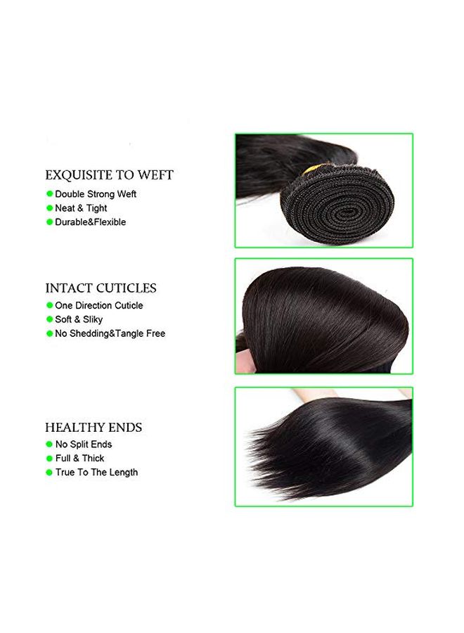 SIADEE Brazilian Straight Hair Extensions Bundle Black 18inch - Image 2