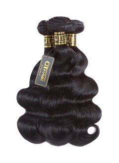 كيو تي هير 4-Piece 12A Brazilian Virgin Hair Body Wave With Free Part Lace Closure Human Hair Weave  Bundles Black  - Image 1