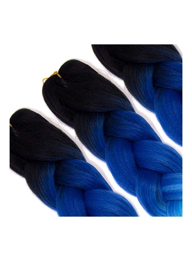 Sunhour 3-Piece Braided Hair Extension Set Black/Blue 24inch - Image 3