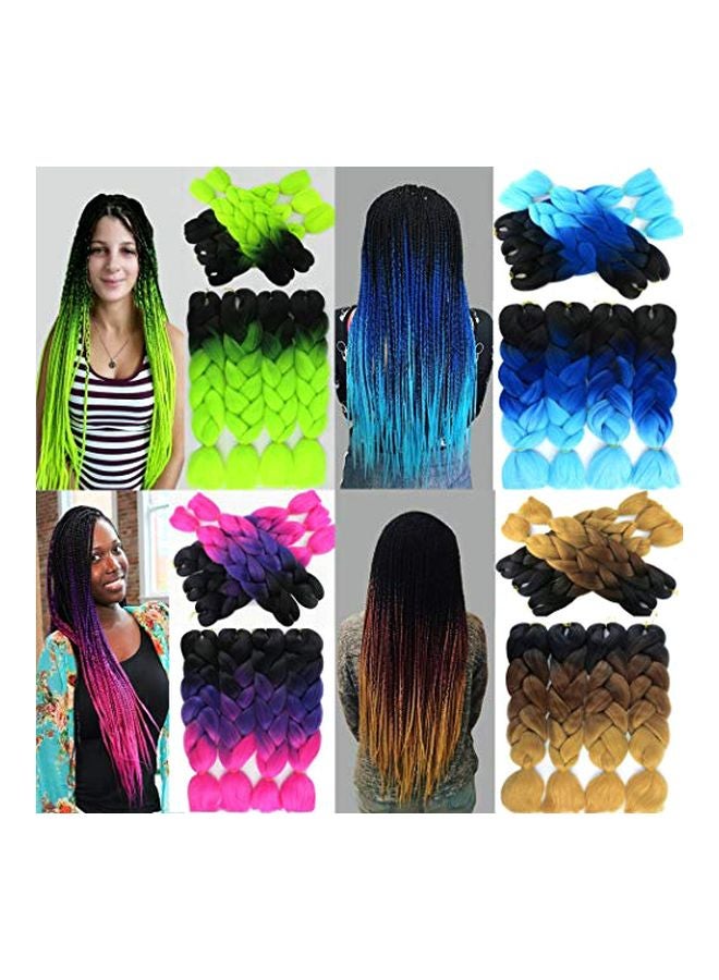 Sunhour 3-Piece Braided Hair Extension Set Black/Blue 24inch - Image 2