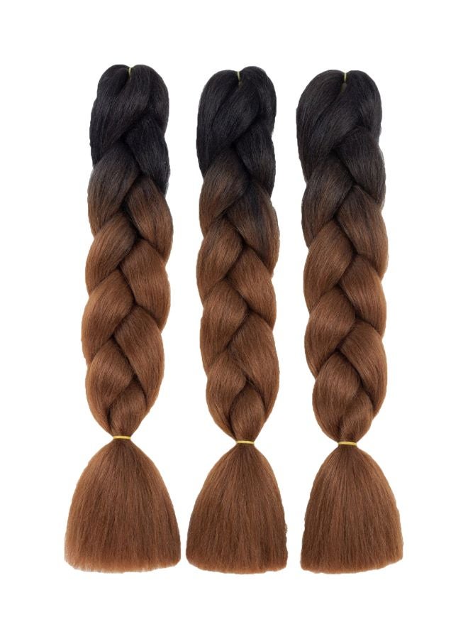 Forevery - 3-Piece Braided Hair Extension Set Brown/Black 24inch - Image 1