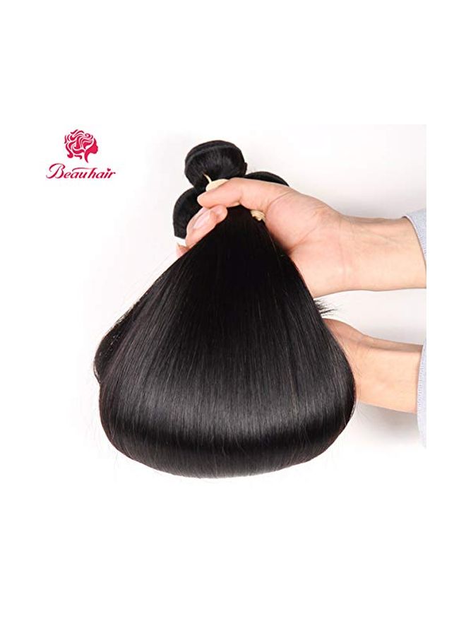 Beauhair 3-Piece Straight Hair Extension Bundles With Closure Black  - Image 3
