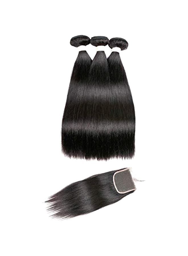 Beauhair 3-Piece Straight Hair Extension Bundles With Lace Closure Black  - Image 1
