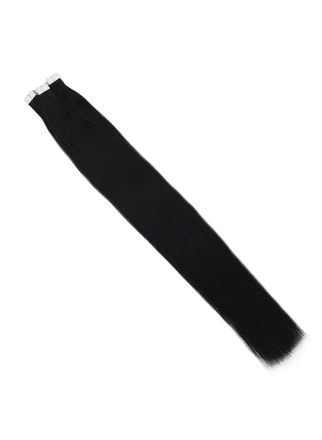 Moresoo 10-Piece Mini Tape Human Hair Extension 1 Jet Black 14inch - Image 1