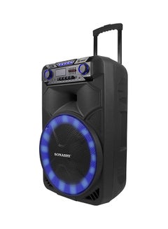 SONASHI 15-Inch Rechargeable Trolley Speaker System-Remote Control And Microphone Usb/Bluetooth/Sd Card Slots And Fm Stereo Radio Led Display - Recording Function Colorful Led Disco Light For Parties SPS-7915RT Black  - Image 3