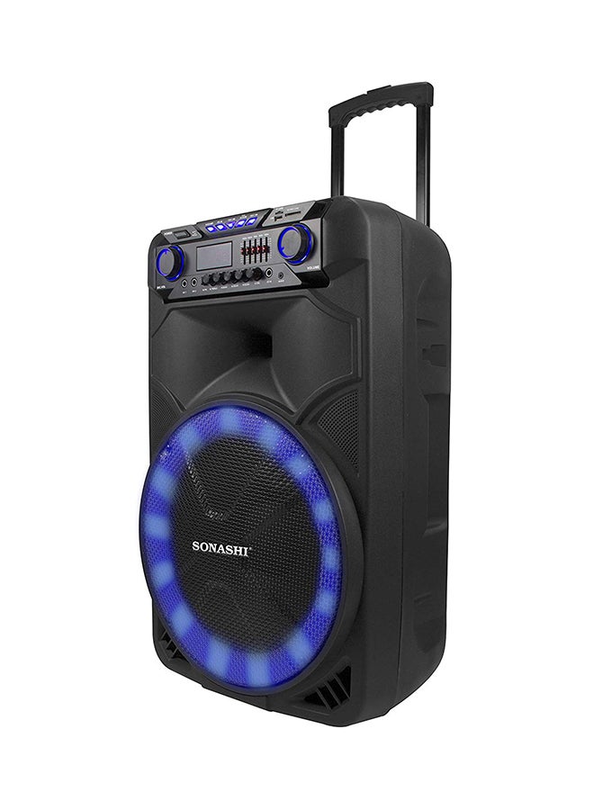 SONASHI 15-Inch Rechargeable Trolley Speaker System-Remote Control And Microphone Usb/Bluetooth/Sd Card Slots And Fm Stereo Radio Led Display - Recording Function Colorful Led Disco Light For Parties SPS-7915RT Black  - Image 3