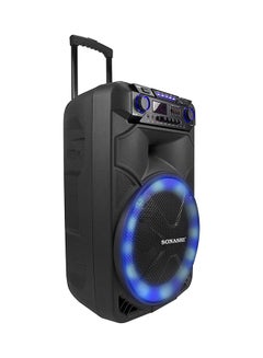 SONASHI 15-Inch Rechargeable Trolley Speaker System-Remote Control And Microphone Usb/Bluetooth/Sd Card Slots And Fm Stereo Radio Led Display - Recording Function Colorful Led Disco Light For Parties SPS-7915RT Black  - Image 4