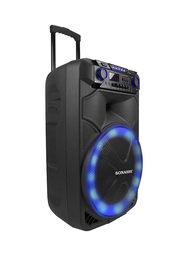 SONASHI 15-Inch Rechargeable Trolley Speaker System-Remote Control And Microphone Usb/Bluetooth/Sd Card Slots And Fm Stereo Radio Led Display - Recording Function Colorful Led Disco Light For Parties SPS-7915RT Black  - Image 4