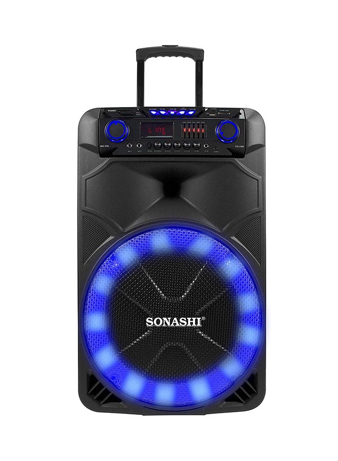 SONASHI 15-Inch Rechargeable Trolley Speaker System-Remote Control And Microphone Usb/Bluetooth/Sd Card Slots And Fm Stereo Radio Led Display - Recording Function Colorful Led Disco Light For Parties SPS-7915RT Black  - Image 1