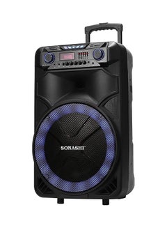 SONASHI 15-Inch Rechargeable Trolley Speaker System-Remote Control And Microphone Usb/Bluetooth/Sd Card Slots And Fm Stereo Radio Led Display - Recording Function Colorful Led Disco Light For Parties SPS-7915RT Black  - Image 2
