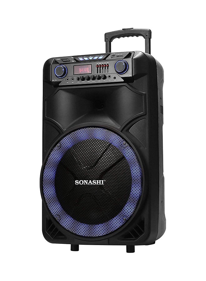 SONASHI 15-Inch Rechargeable Trolley Speaker System-Remote Control And Microphone Usb/Bluetooth/Sd Card Slots And Fm Stereo Radio Led Display - Recording Function Colorful Led Disco Light For Parties SPS-7915RT Black  - Image 2