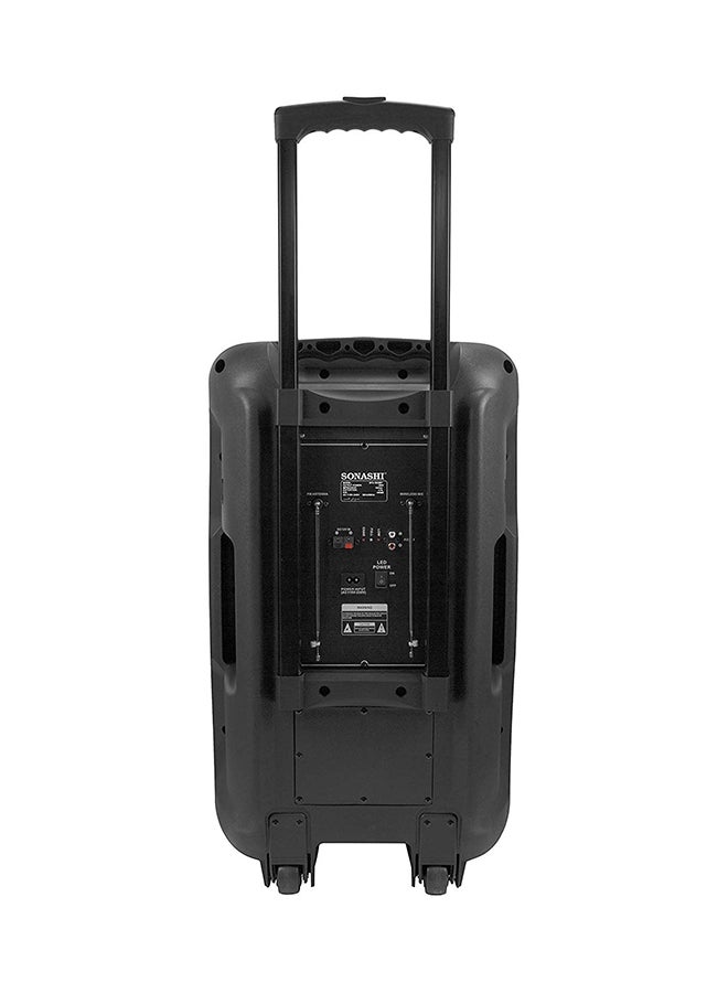 SONASHI - 15-Inch Rechargeable Trolley Speaker System-Remote Control And Microphone Usb/Bluetooth/Sd Card Slots And Fm Stereo Radio Led Display - Recording Function Colorful Led Disco Light For Parties SPS-7915RT Black - Image 1