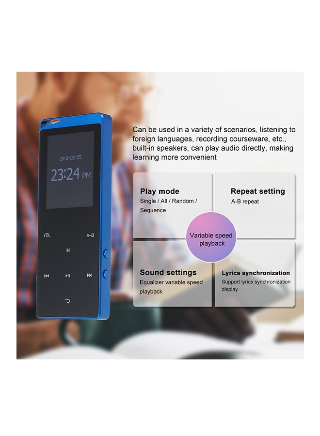 Portable Ultra-Thin Digital MP3 Player With 3.5mm Headphones V6603 Blue  - Image 2