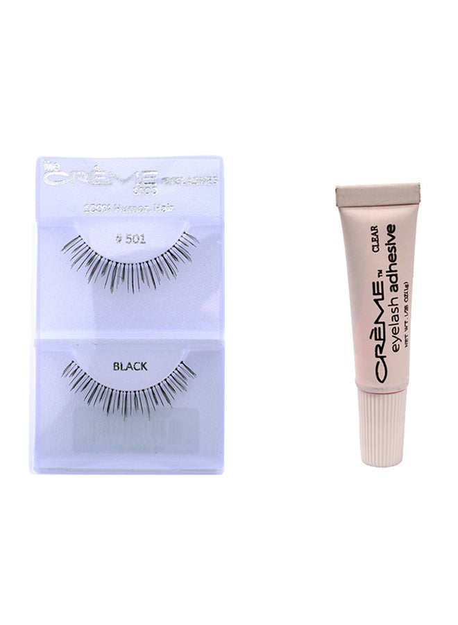 Creme 6-Pair False Eyelash Extension With Eyelash Adhesive Black - Image 1