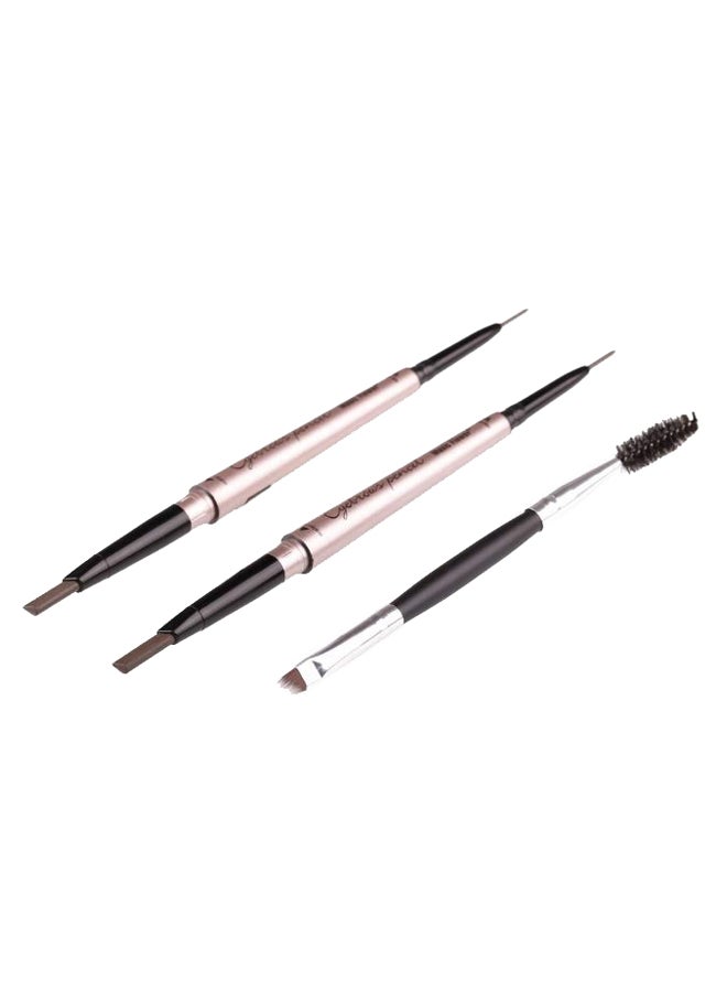 HeyBeauty 2-Piece Dual End Eyebrow Pencil Set With Brush Brown  - Image 1