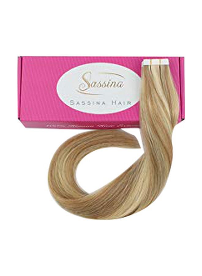 مجموعة وصلات شعر مستعار مسترسل بشريط تثبيت مكونة من 20 قطعة بني ديرتي/ أشقر رمادي بلاتيني 18بوصة