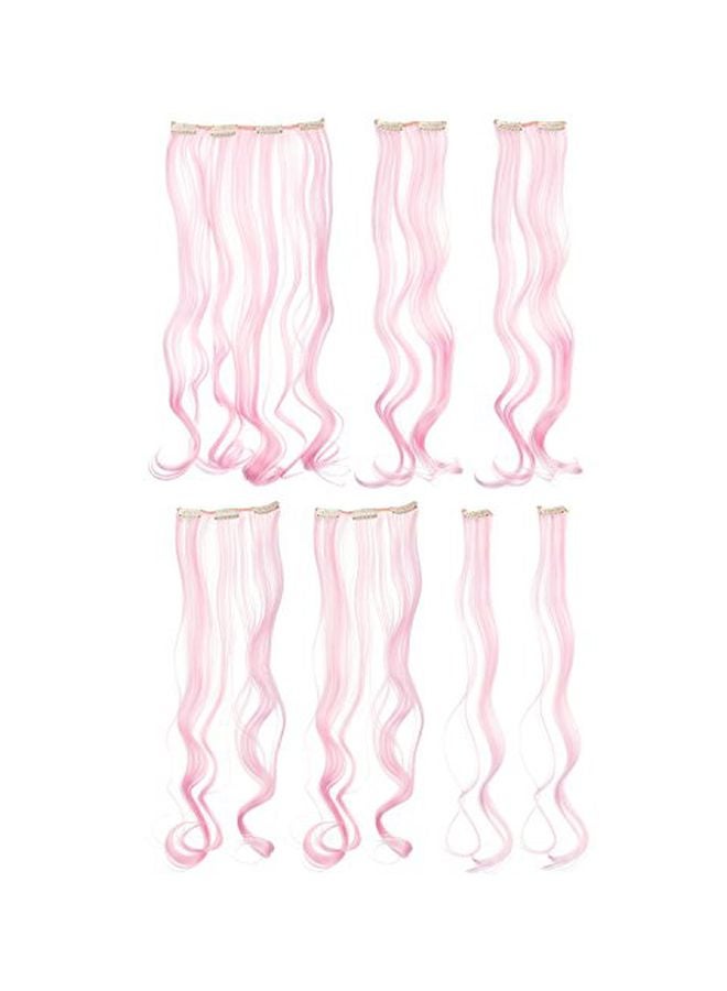 SWACC 7-Piece Clip On Curly Highlight Hair Extension Pink 20inch - Image 1