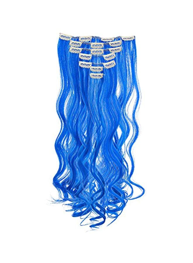 SWACC 7-Piece Clip On Curly Highlight Hair Extension Blue 20inch - Image 2