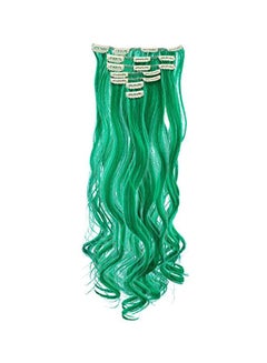 SWACC 7-Piece Clip On Curly Highlight Hair Extension Green 20inch  - Image 2