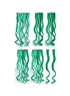 SWACC 7-Piece Clip On Curly Highlight Hair Extension Green 20inch  - Image 1