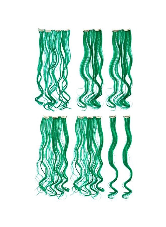 SWACC 7-Piece Clip On Curly Highlight Hair Extension Green 20inch - Image 1
