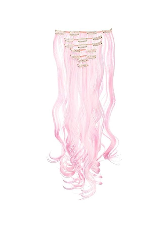 SWACC 7-Piece Clip On Curly Highlight Hair Extension Pink 20inch - Image 2