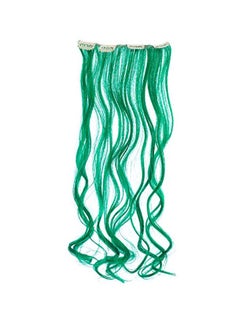 SWACC 7-Piece Clip On Curly Highlight Hair Extension Green 20inch  - Image 3