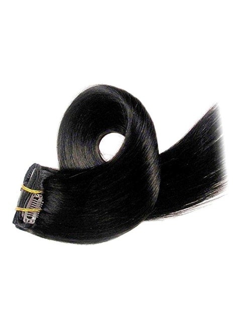 7-Piece Clip In Human Hair Extension Set Jet Black