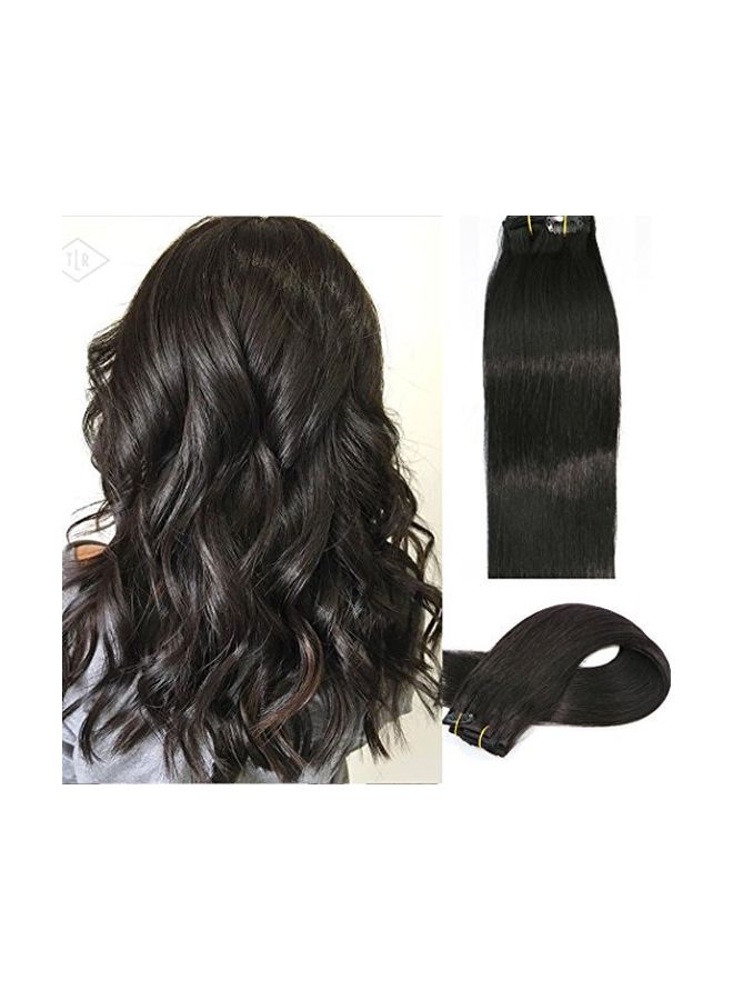 هواي 7-Piece Human Hair Extension أسود 20بوصة  - Image 2