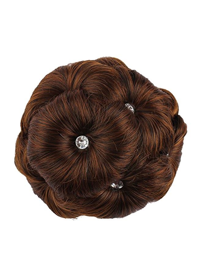 ويكين مجموعة وصلات شعر بتصفيفة كعكة على شكل زهور مرصعة بالألماس الصناعي، من 9 قطع البني الفاتح - Image 1