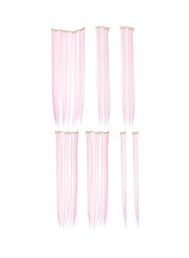 SWACC 7-Piece Straight Hair Extension Set Pink 22inch - Image 3