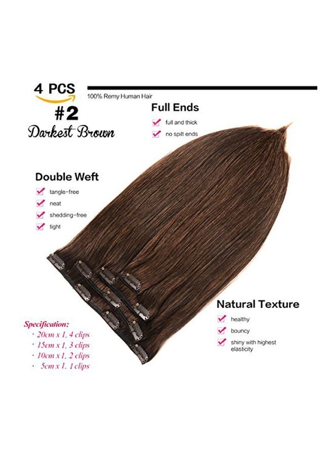 Pack Of 4 Clip-In 7A Remy Hair Extensions Darkest Brown 20inch - v1570888726/N30612450A_2