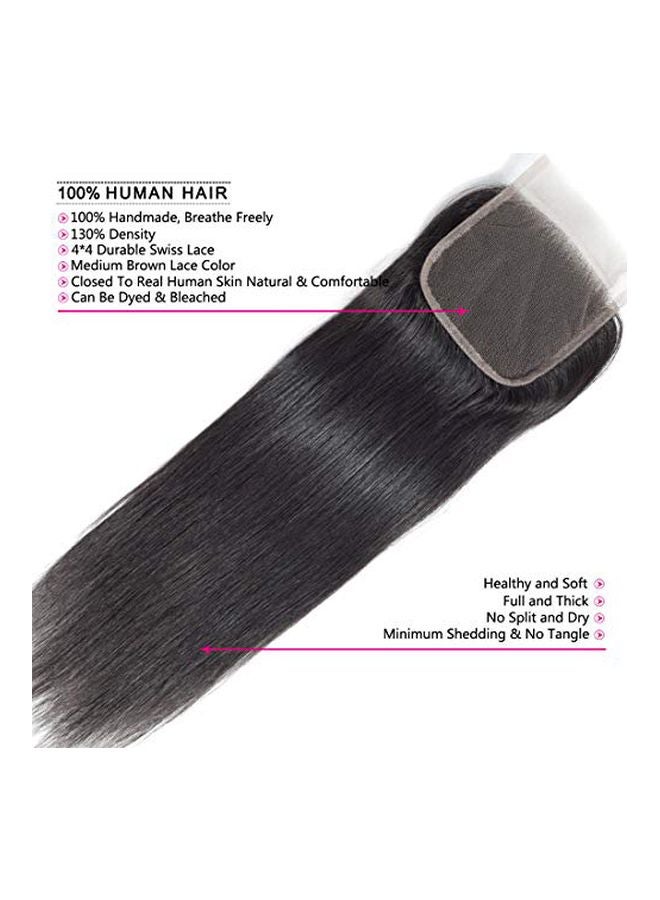 Brazilian Straight Human Hair Extension With Closure Black 16inch - v1570888728/N30612453A_2