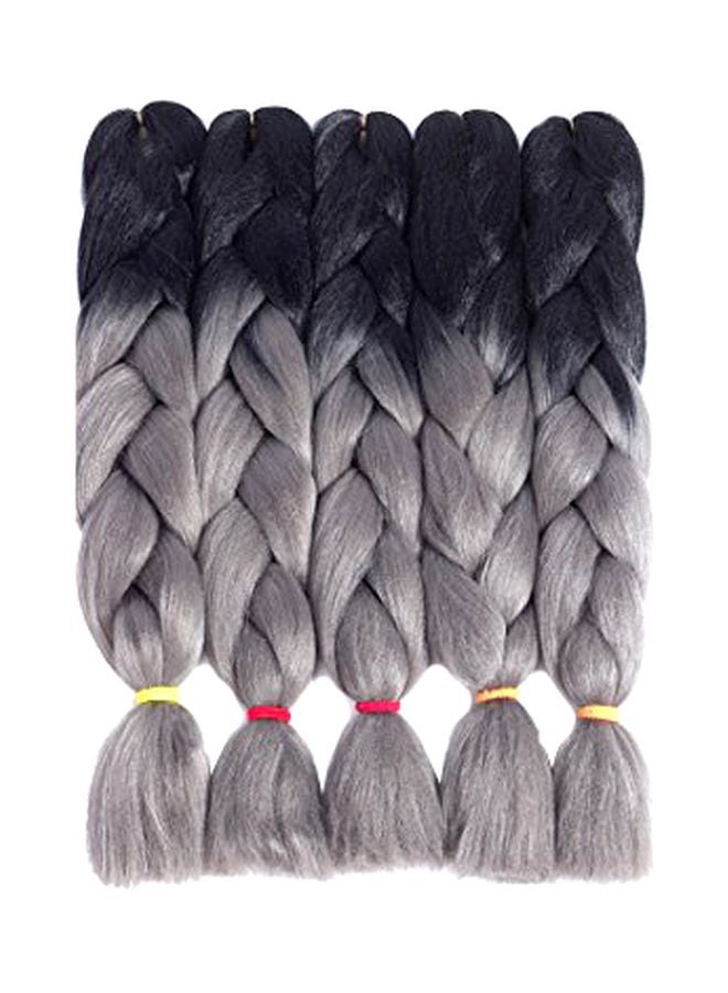 5-Piece Medium Hair Extension Black/Grey 24inch