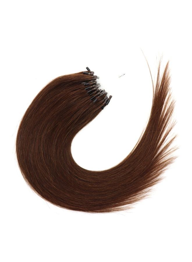kun na hair 50 Strands Micro Rings Straight Virgin Hair Extensions 4 Medium Brown 22inch - Image 1
