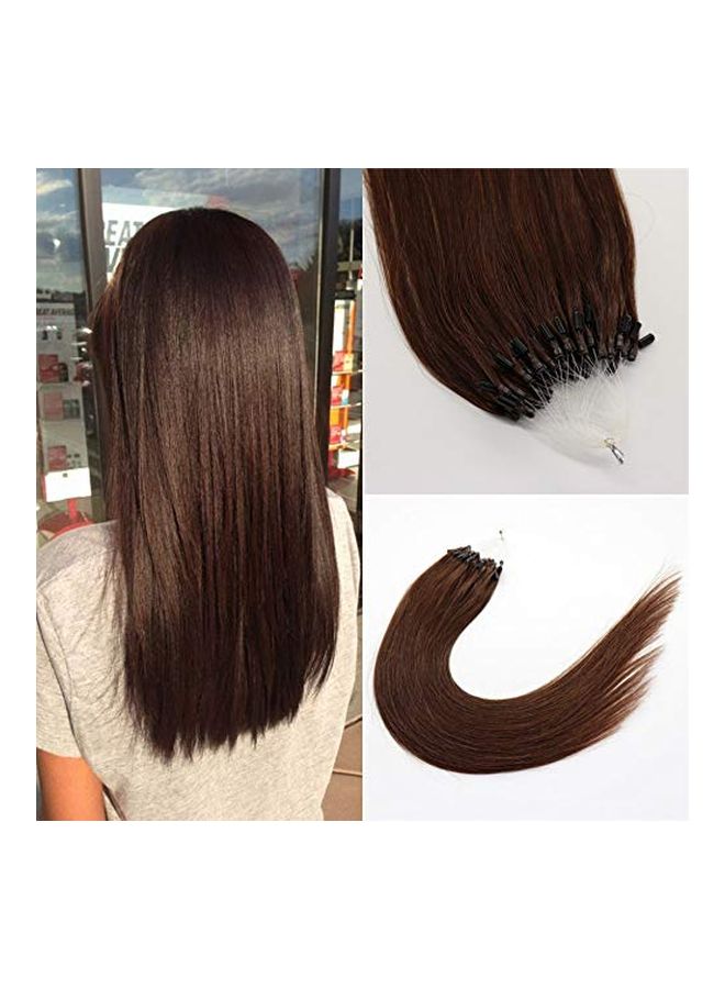 kun na hair 50 Strands Micro Rings Straight Virgin Hair Extensions 4 Medium Brown 22inch - Image 2