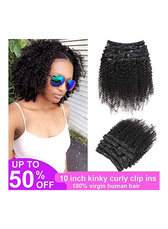 URbeauty 10-Piece Clip In Short Afro Curl Hair Extension Natural Black 10inch  - Image 2