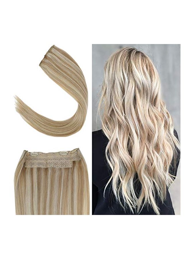 YoungSee Invisible Wire Straight Hair Extensions Ash Blonde/Bleach Blonde 20inch - Image 2