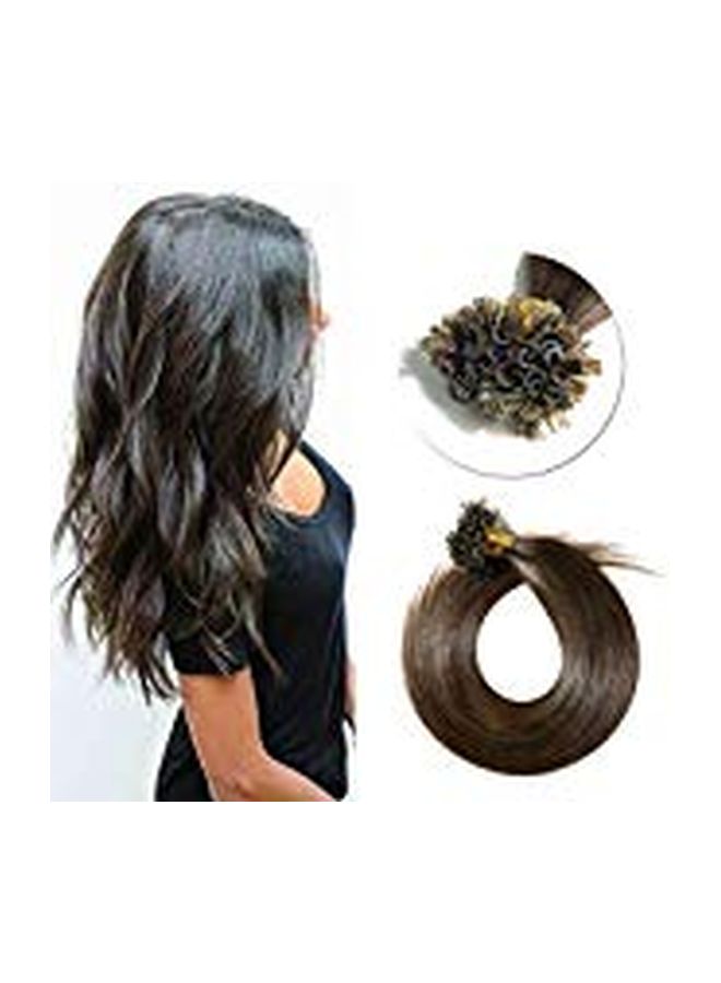 سيجو مجموعة وصلات شعر مستعار مسترسل مربوط مسبقاً بطرف على شكل حرف U بني 16بوصة - Image 2