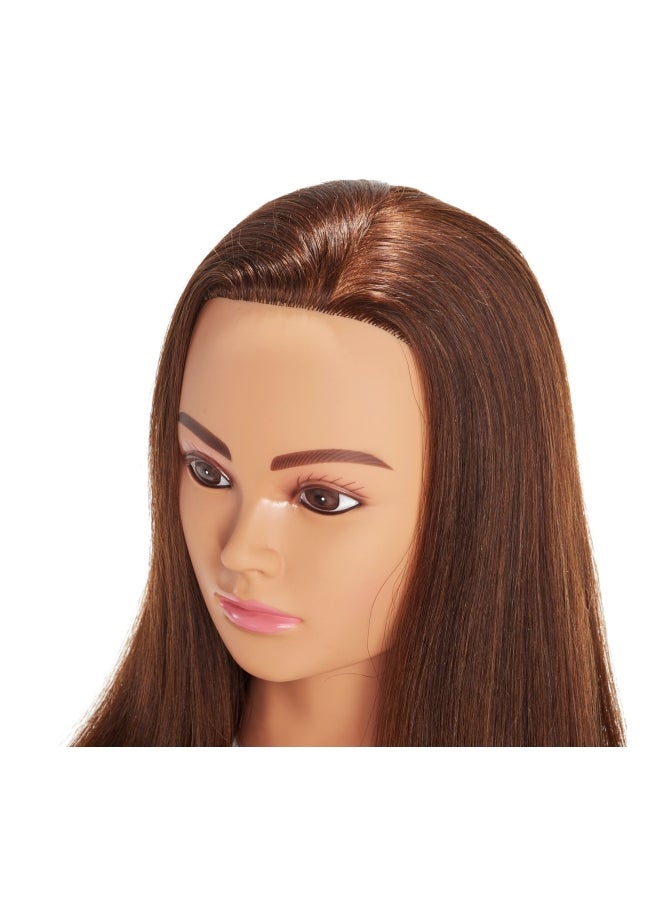 Hairingrid - Human Hair Extension Mannequin Head With Clamp Stand Brown/Black/Silver - Image 1