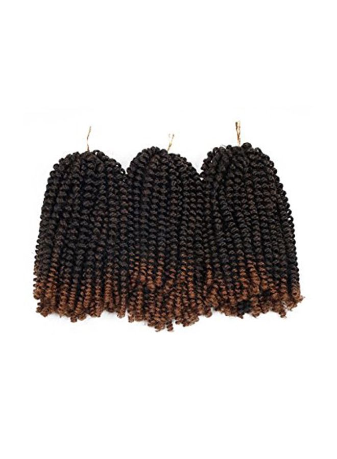 Becolor - Pack Of 3 Spring Twist Crochet Braids Hair Extensions Black/Brown 8inch - Image 1