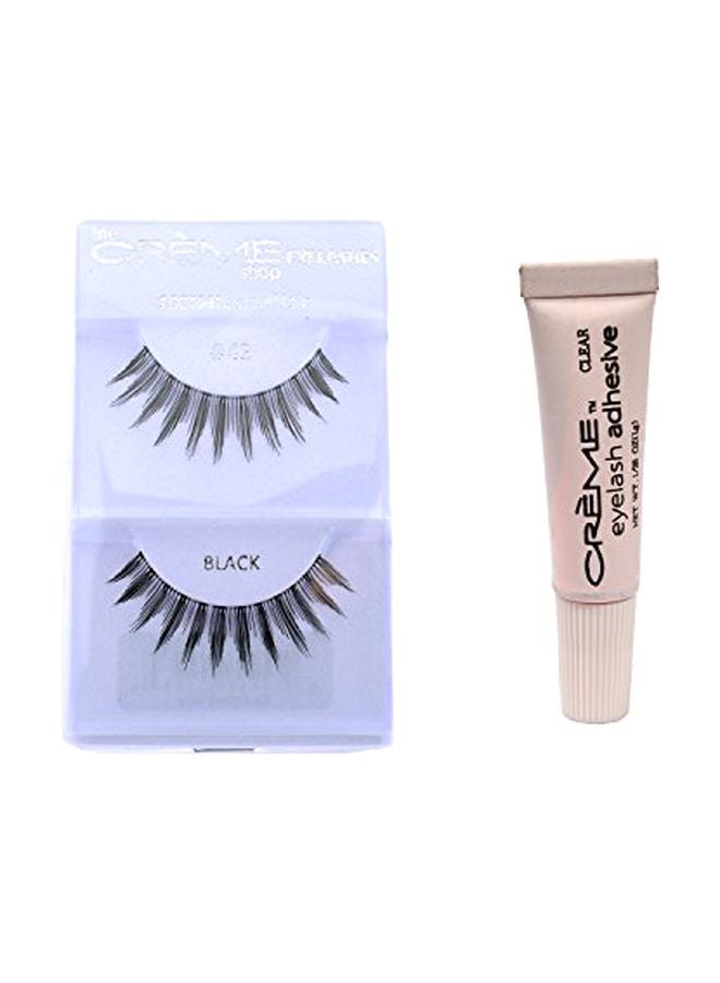 12-Pair Human Hair Flase Lashes With Adhesive Black - v1570889811/N30610555A_1