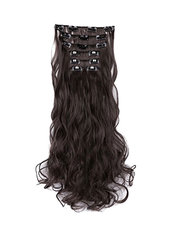 سواك مجموعة وصلات شعر من ألياف صناعية مقاومة للحرارة ومزودة بمشبك مكونة من 7 قطع بني داكن-4# 20بوصة - Image 1