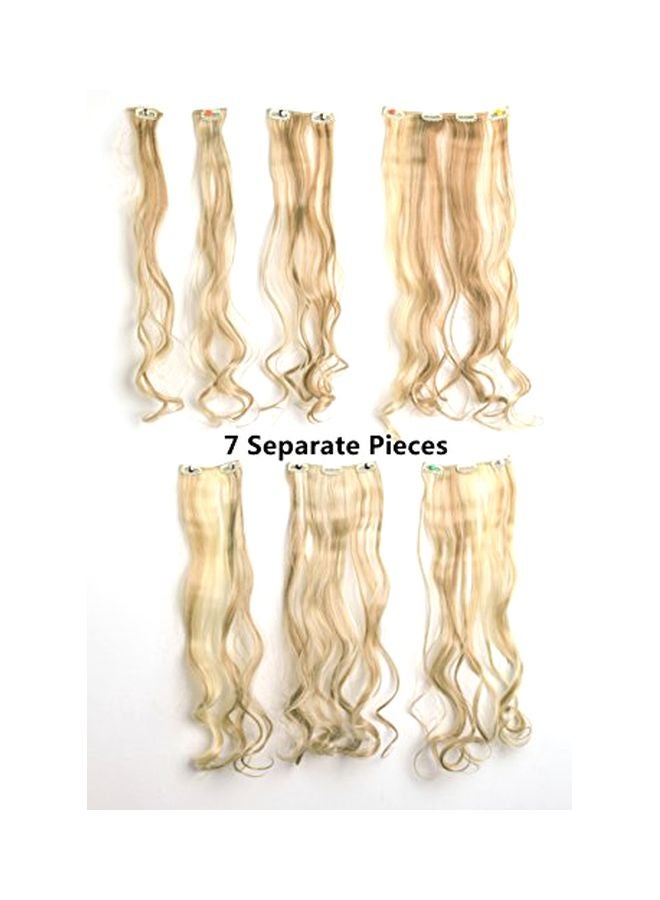 SWACC 7-Piece Heat Resistance Synthetic Hair Clip in Hair Extensions Platinum Blonde-60# 20inch - Image 2