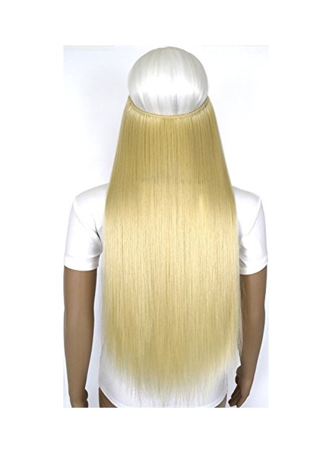 TOPREETY Long And Straight Halo Hair Extension Bleach Blonde 24inch - Image 1