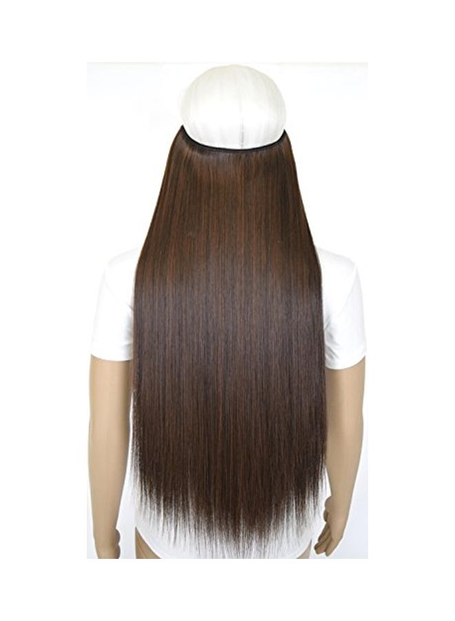TOPREETY Long And Straight Halo Hair Extension Brown 24inch